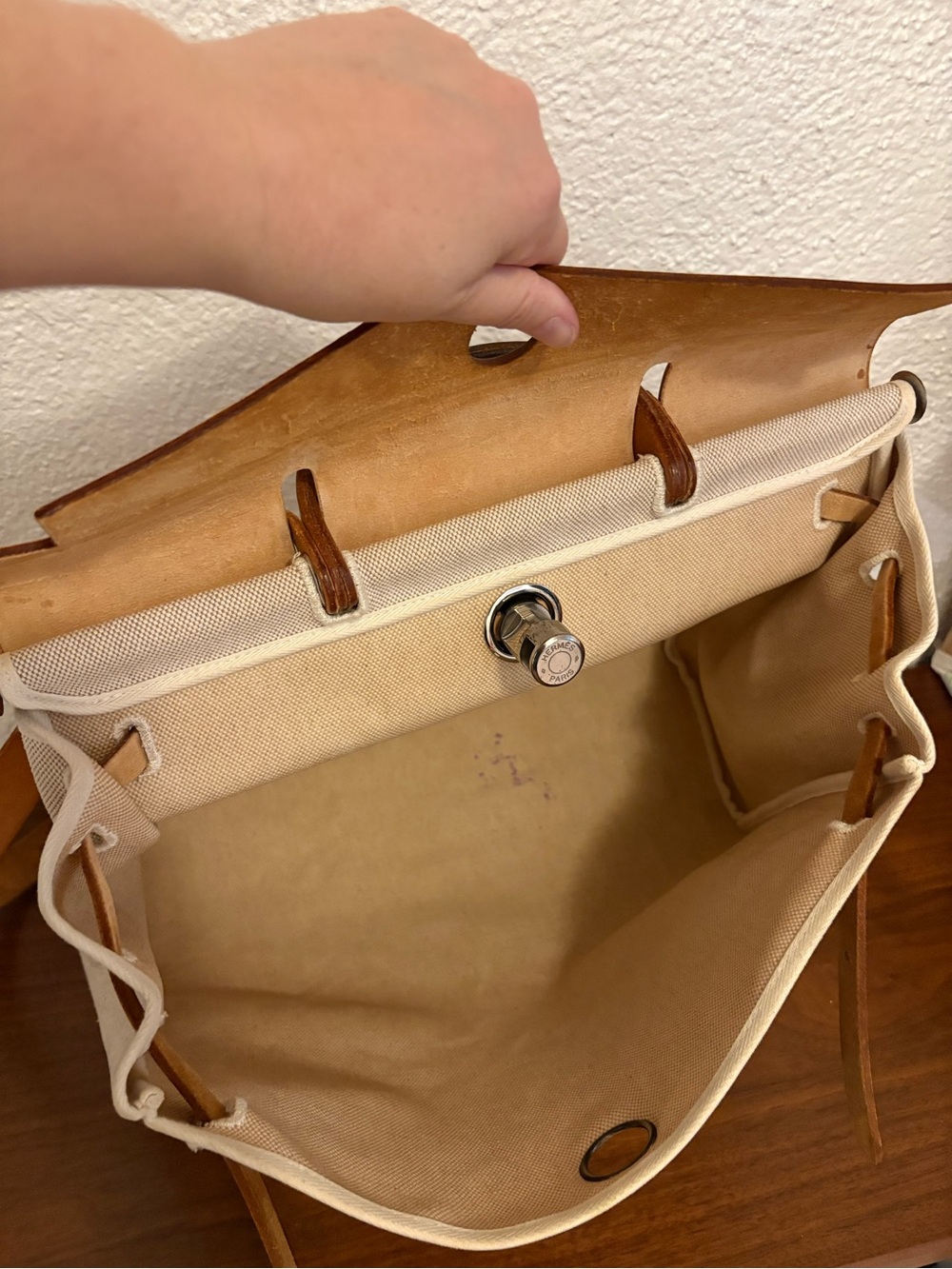 Authentic Hermès Toile Canvas Herbag - Vintage - Picture 12 of 16